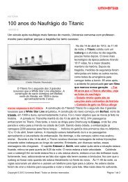 100 anos do Naufrágio do Titanic - Universia Brasil