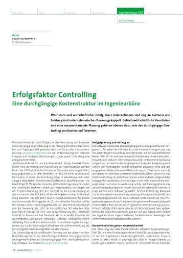 Erfolgsfaktor Controlling - abi - Technische Gebäudeausrüstung