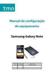 Manual de configuração do equipamento Samsung Galaxy ... - TMN