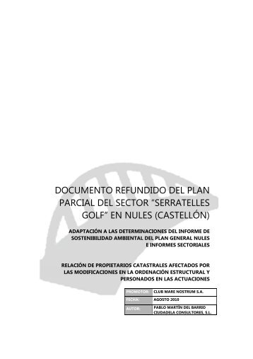 documento refundido del plan parcial del sector “serratelles golf”