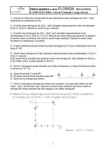 F02.Problemes Llei de Coulomb i camp elèctric - cienciesflorida