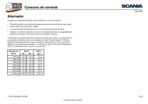 Consumo de corrente Informações gerais sobre consumo ... - Scania