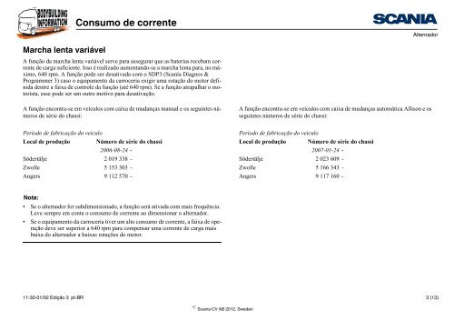Consumo de corrente Informações gerais sobre consumo ... - Scania