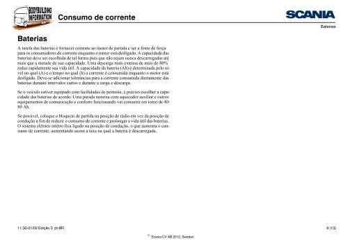 Consumo de corrente Informações gerais sobre consumo ... - Scania