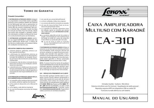 Manual de Instrução - Lenoxx Sound