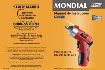 Manual_Parafusadeira Recarregável 3.6V FPF-02 09-12 ... - Mondial