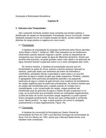 1 Introdução à Eletricidade Atmosférica Capítulo III 3. Estrutura das ...