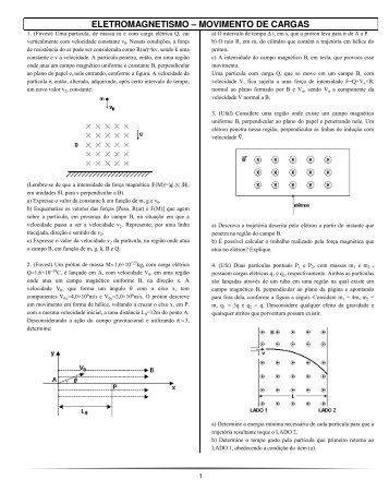 ELETROMAGNETISMO – MOVIMENTO DE CARGAS