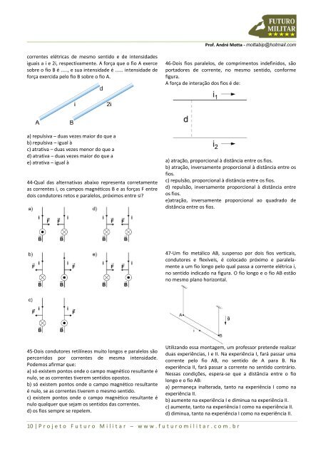 Exercícios de Física Eletromagnetismo – Lista 2 - Futuro Militar