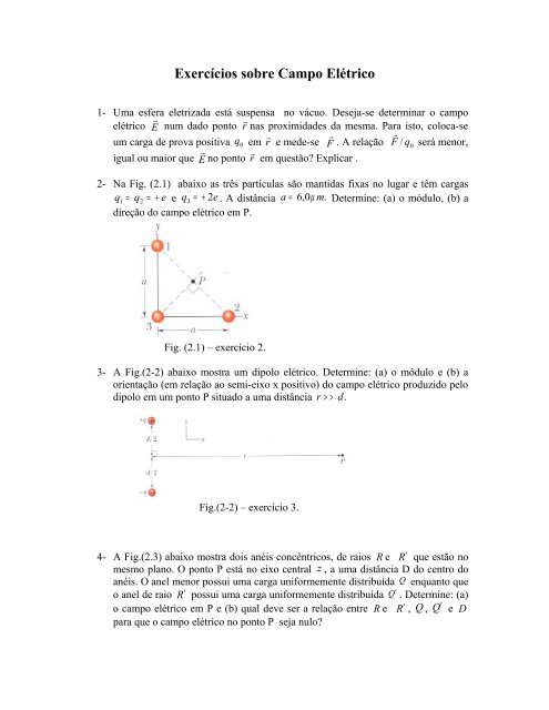 Exercícios sobre Campo Elétrico