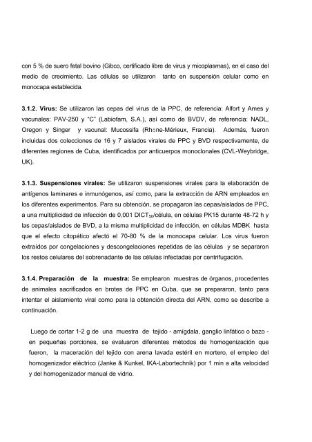 peste porcina clasica: diagnostico y caracterizacion ... - Inicio - CENSA