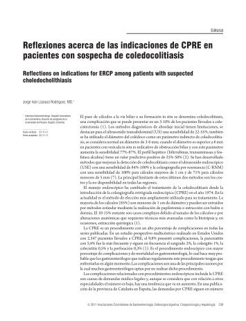 Reflexiones acerca de las indicaciones de CPRE en pacientes con ...