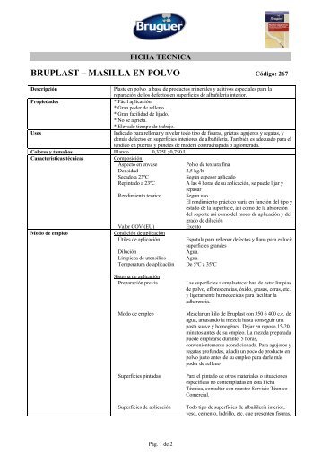 BRUPLAST – MASILLA EN POLVO - Bruguer