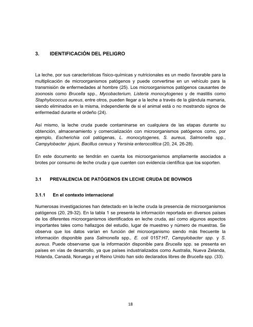 er peligros biologicos en leche - Instituto Nacional de Salud