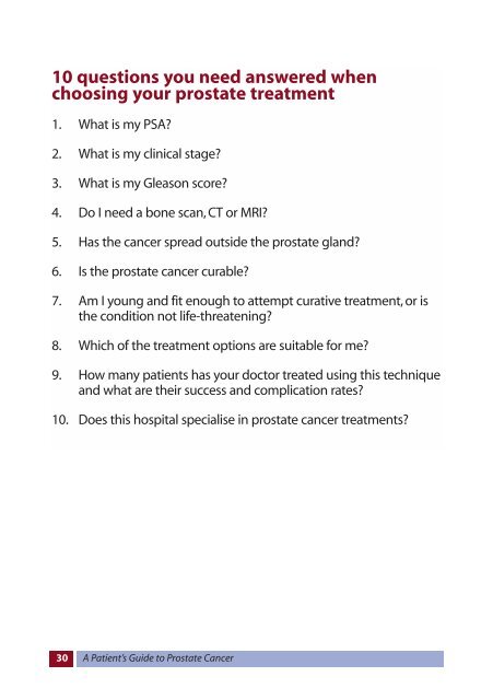 A Patient's Guide to Prostate Cancer - Prostate Cancer Centre