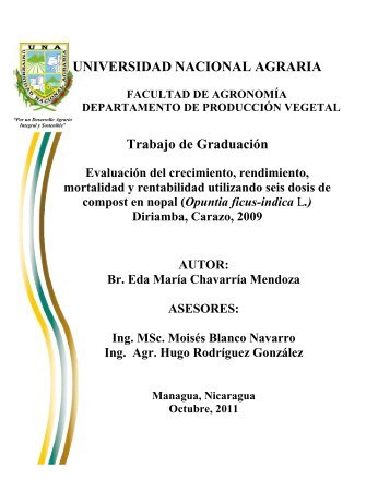 UNIVERSIDAD NACIONAL AGRARIA Trabajo de Graduación