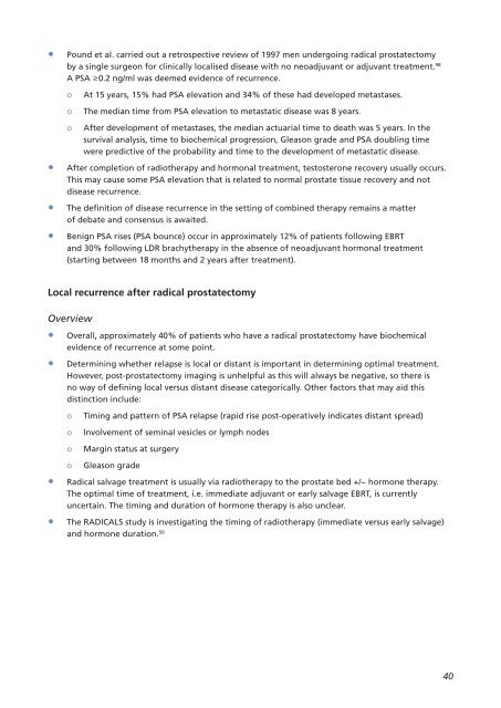 MDT (multi-disciplinary team) guidance for managing prostate cancer