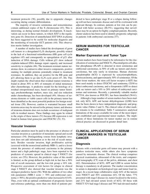 use of tumor markers in testicular, prostate, colorectal, breast, and ...