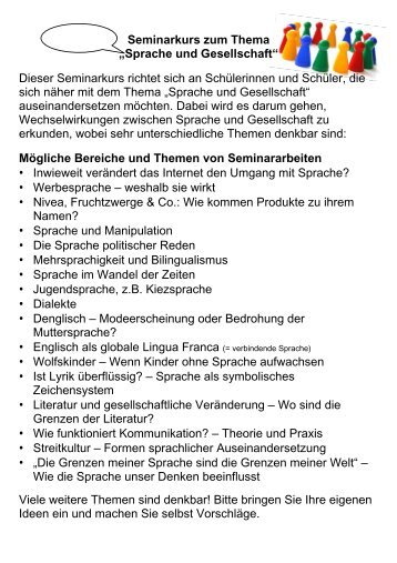 Seminarkurs zum Thema âSprache und Gesellschaftâ Dieser ...