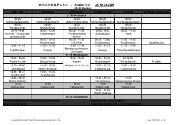 W O C H E N P L A N    - Station 3 A ab 10.04.2006 Montag Dienstag ...