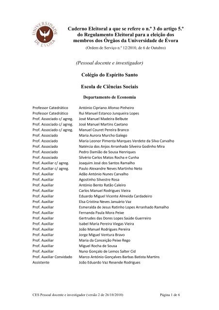 Caderno Eleitoral PD (Corrigido) - Logótipo da Universidade de Évora