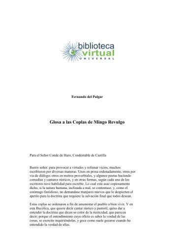 Glosa a las Coplas de Mingo Revulgo - Biblioteca Virtual Universal