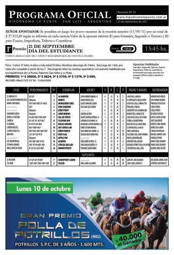 PROGRAMA OFICIAL - Hipodromo La Punta