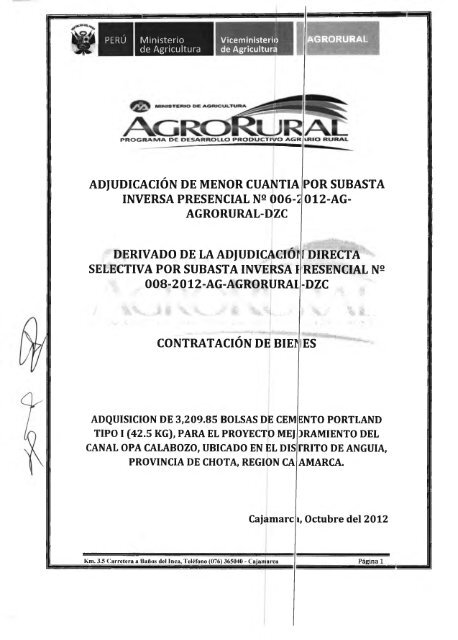 ADJUDICACIÓN DE MENOR CUANTIA INVERSA ... - seace