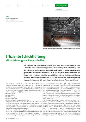 Effiziente Schichtlüftung; Klimatisierung von Eissporthallen