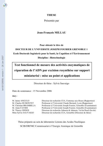 Test fonctionnel de mesure des activités enzymatiques de ...