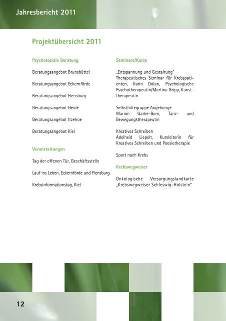 S-H Krebsgesellschaft Jahresbericht 2011 Seite 1 - Schleswig ...
