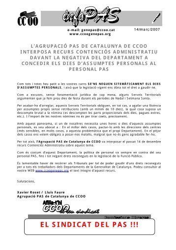 recurs contenciós dies d'assumptes personals - CCOO de Catalunya