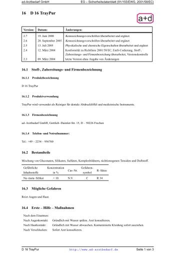 Datenblattes - Ad-Arztbedarf Gmbh