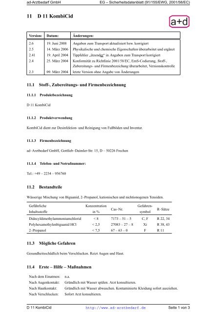 11 D 11 Kombicid - Ad-Arztbedarf Gmbh