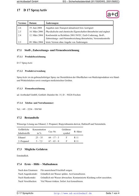 17 D 17 Sprayactiv - Ad-Arztbedarf Gmbh