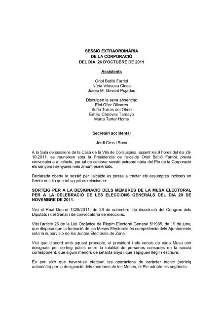 Ple extraordinari 26-10-2011 - Ajuntament de Collsuspina