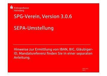 SPG Verein - SEPA-Umstellung - Kreissparkasse Heinsberg