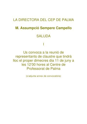 LA DIRECTORA DEL CEP DE PALMA M. Assumpció Sempere ...