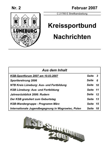 Heft Februar 2007 - Kreissportbund-Lüneburg