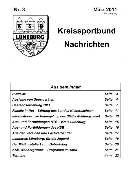 Heft März 2011 - Kreissportbund-Lüneburg