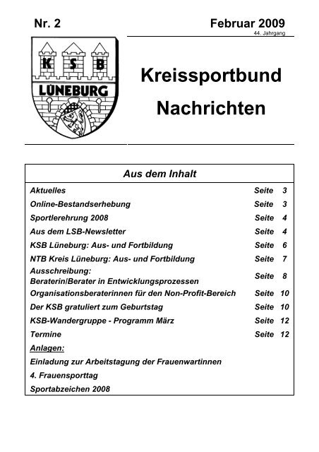 Heft Februar 2009 - Kreissportbund-Lüneburg