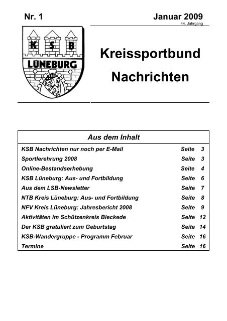 Aus dem Inhalt - Kreissportbund-Lüneburg