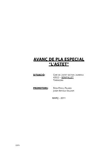 C674 Avaç de Pla Especial - Ajuntament de Benifallet