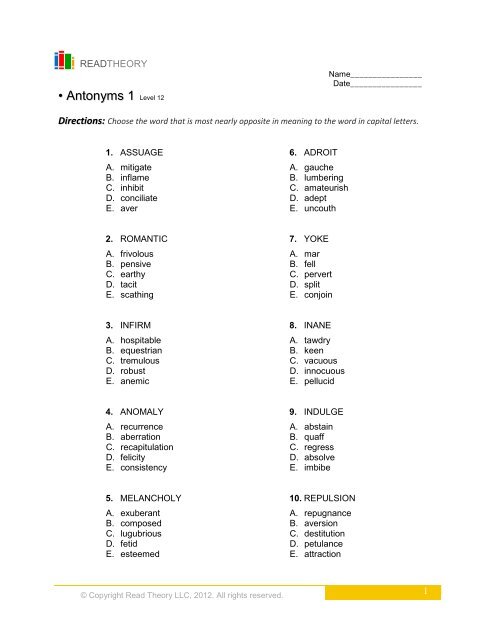 • Antonyms 1 - English for Everyone