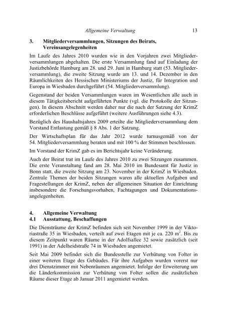 Tätigkeitsbericht 2010 - Kriminologische Zentralstelle eV