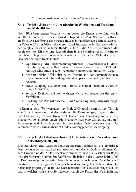 Tätigkeitsbericht 2010 - Kriminologische Zentralstelle eV