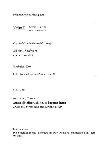 Alkohol, Strafrecht und Kriminalität - Kriminologische Zentralstelle eV