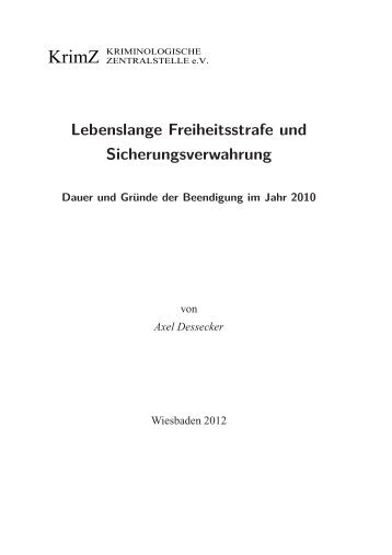 Lebenslange Freiheitsstrafe und Sicherungsverwahrung