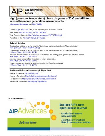 High (pressure, temperature) phase diagrams of ZnO and AlN from ...