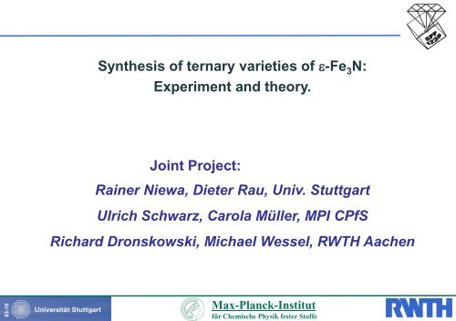 Synthesis of ternary varieties of ε-Fe N: Experiment and theory. Joint ...